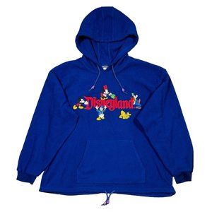 Disneyland Mickey Mouse Minnie Mouse Vintage Blue Fleece Hoodie‎ Men's Size L